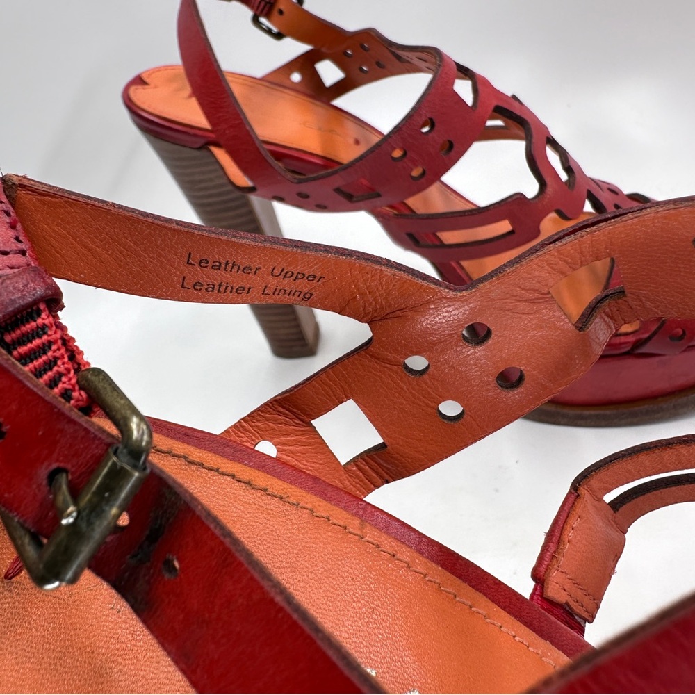 Via Spiga Gwena Strappy Leather Sandal Heels with Geometric Cutout size 8M - Picture 9 of 9